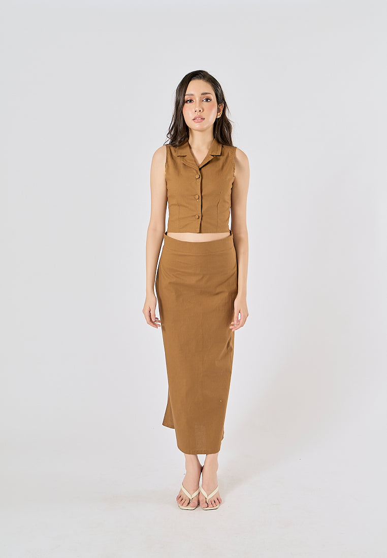 Brown pencil skirt zipper best sale