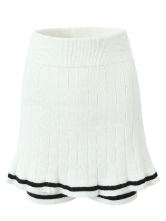 Kellen White with Black Line Knitted Mini Skort
