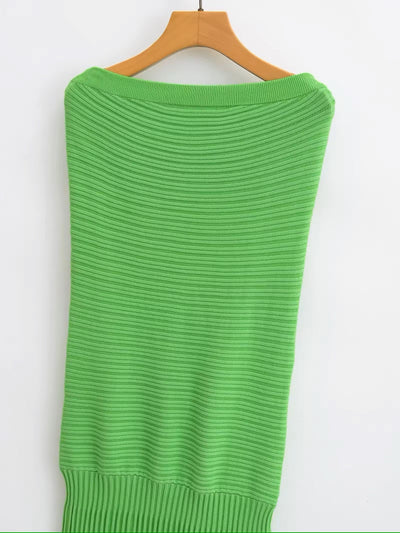 Aghamora Lime Green Kntted Bodycon Tube Midi DressAghamora Lime Green Kntted Bodycon Tube Midi Dress