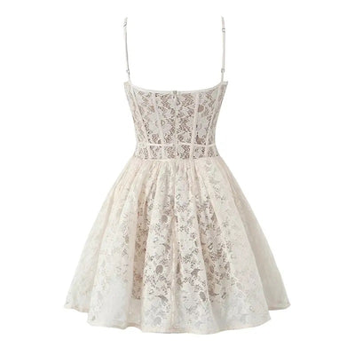 Laurien White Floral Lace Corset Mini Dress