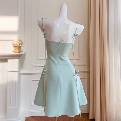 Cilou Mint Green Mini Bow Detail Bustier Mini Dress