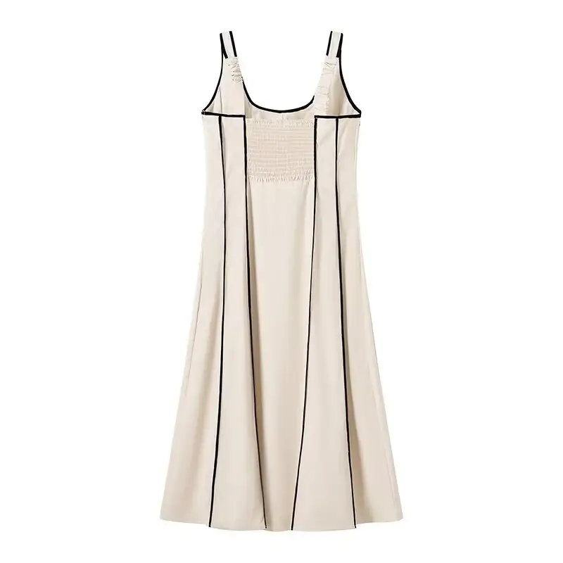 Lea Beige With Black Lining Sleeveless Halter Mini Dress