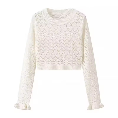 Tallens Beige Knitted Sweater Vintage Long Sleeve Pullovers Tops