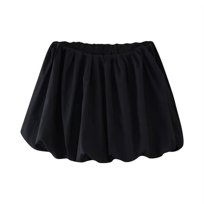 Avisa Black Elastic Waist Baloon Mini Skirt