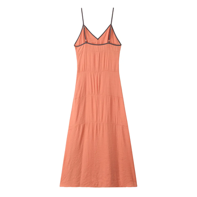 Holmes Orange Spaghetti Strap With Buttons Details MIdi Dress