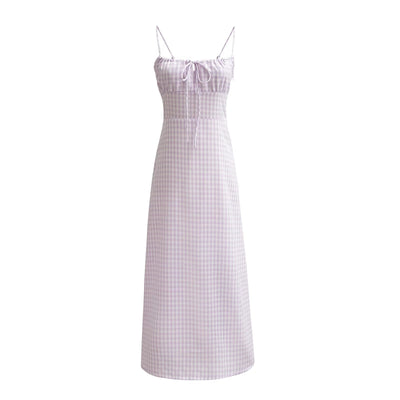 Santal Lilac Gingham Print Midi dress