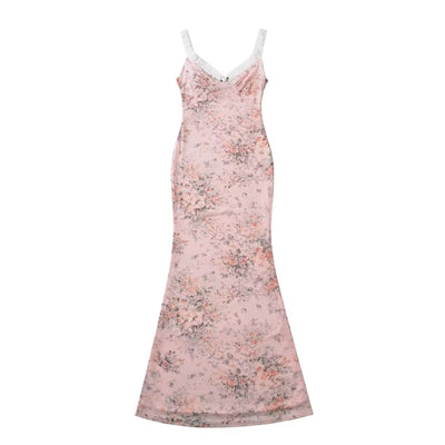 Nimfa Rosey Pink Lace Strap Maxi Dress