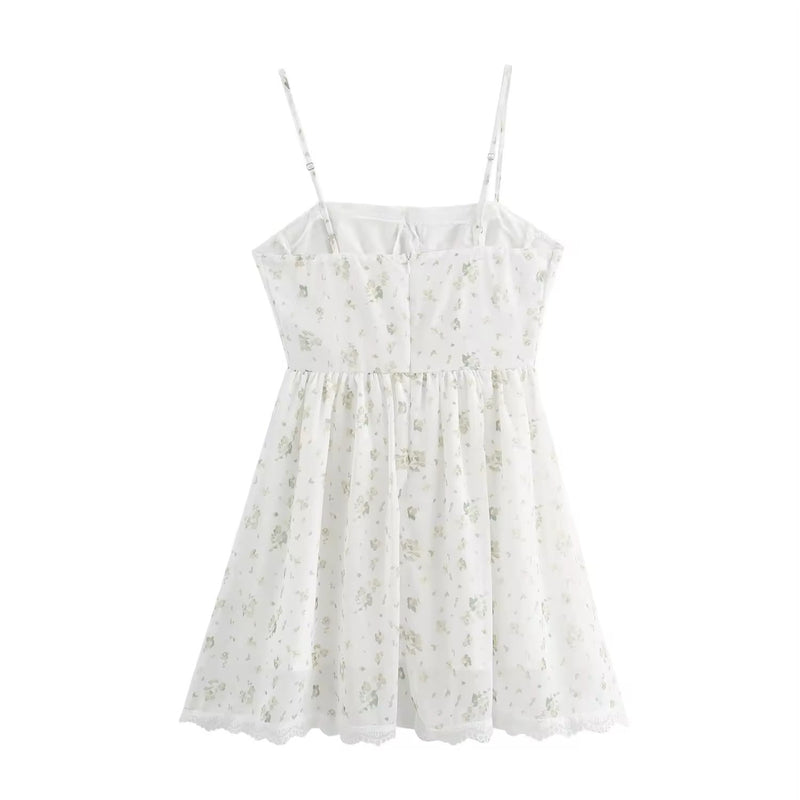 Ambica White Floral Print Mini Dress