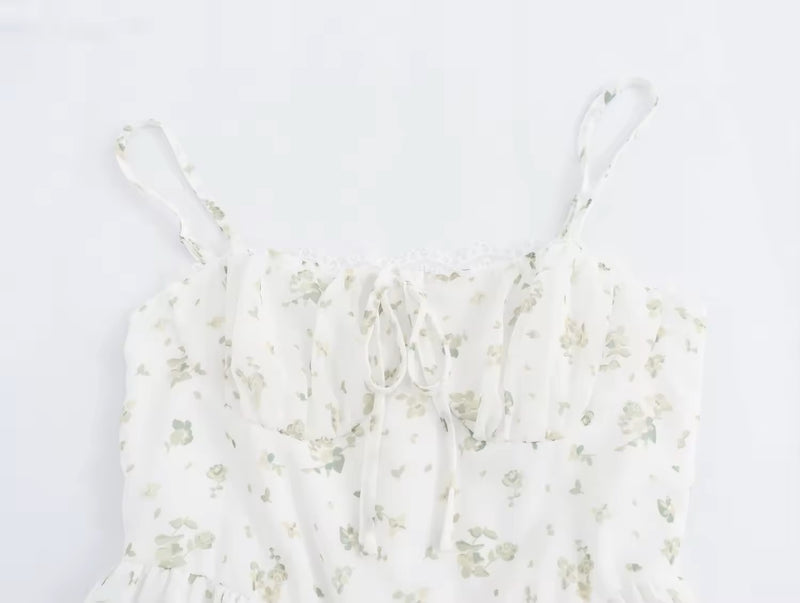 Ambica White Floral Print Mini Dress