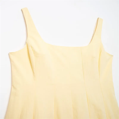 Aira Yellow Square Neck Sleeveless Midi Dress