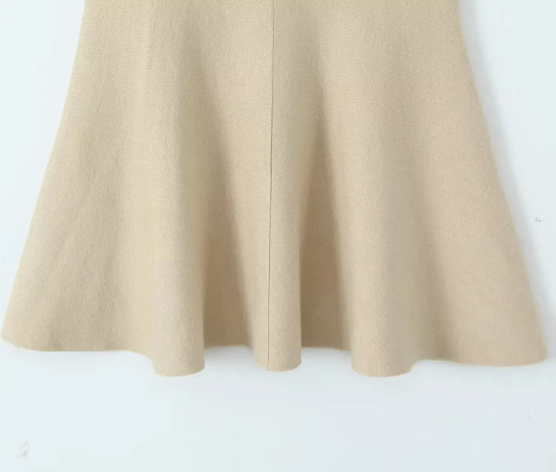 Lexith Nude Knitted Mermaid Midi Skirt