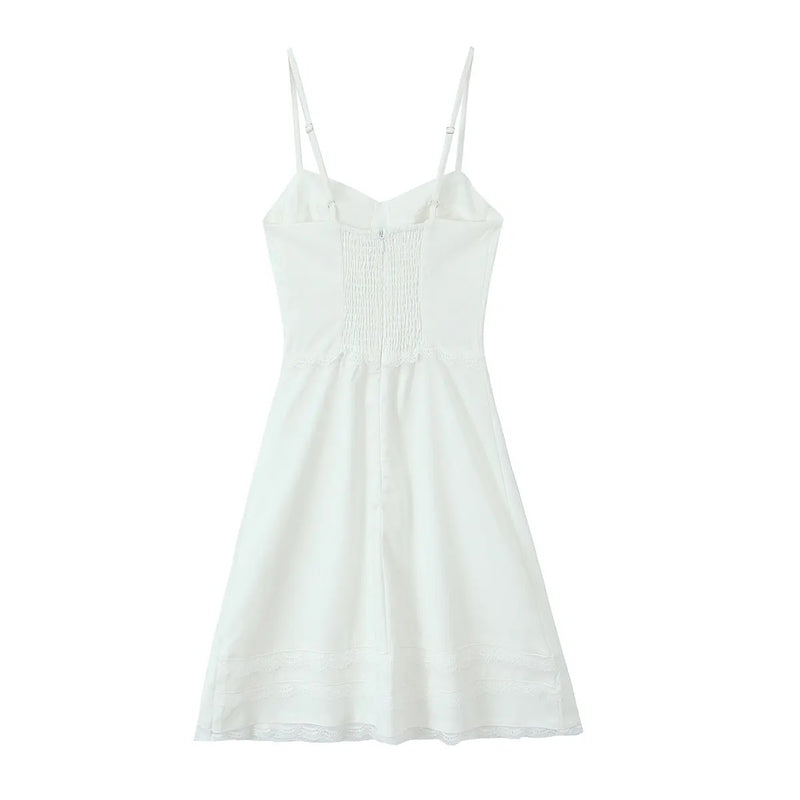 Malouri White Front Lace Up Mini Dress