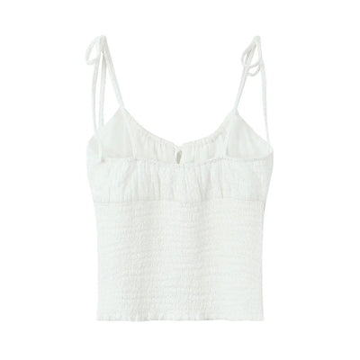 Hazel White Front Lace up Sel Tie Tank Top