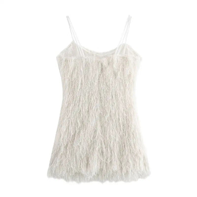 Erin White Tassel Sleeveless Mini Dress