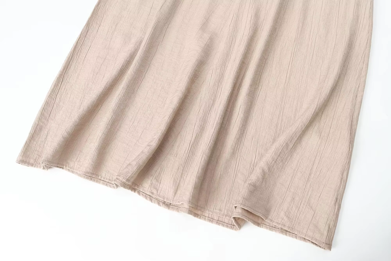 Vetiver Beige Drawstring Waist Midi Skirt