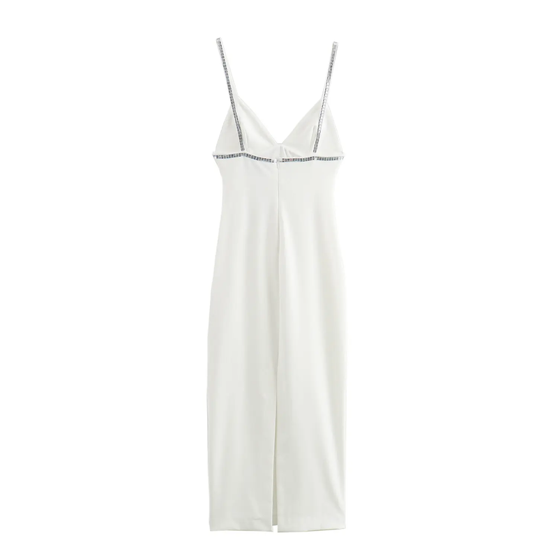 Jaleen White Beading Sleeveless Hollow Back Maxi Dress