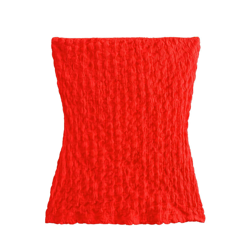 (PRE-ORDER: ETA October 1) Chauncey Red Waffle Textured Tube Top