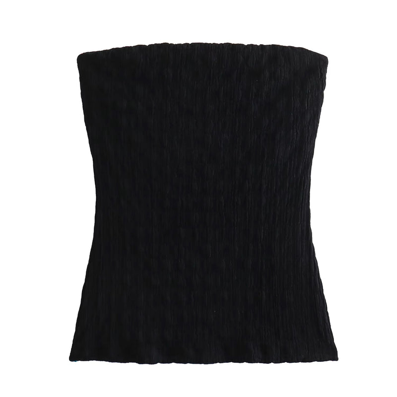 (PRE-ORDER: ETA October 1) Chauncey Black Waffle Textured Tube Top