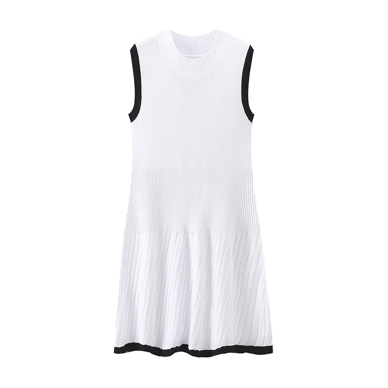 Soul White Solid Knit Crew Neck Sleeveless Mini Dress