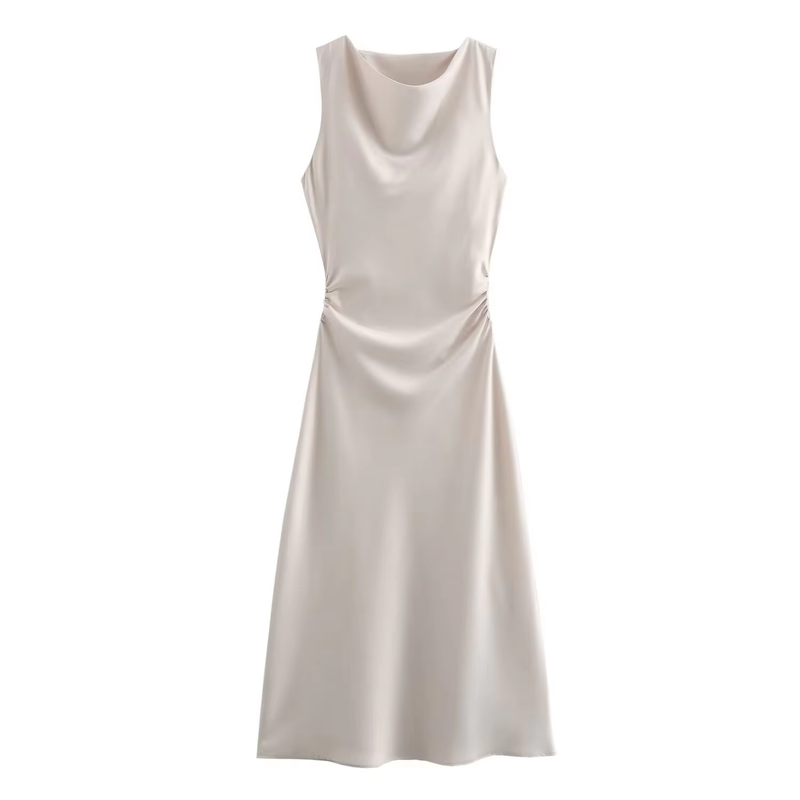 Seporha Nude Cowl Neck Midi Dress