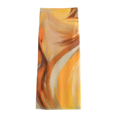 Izora Yellow Tie-Dye Elastic Waist Midi Skirt