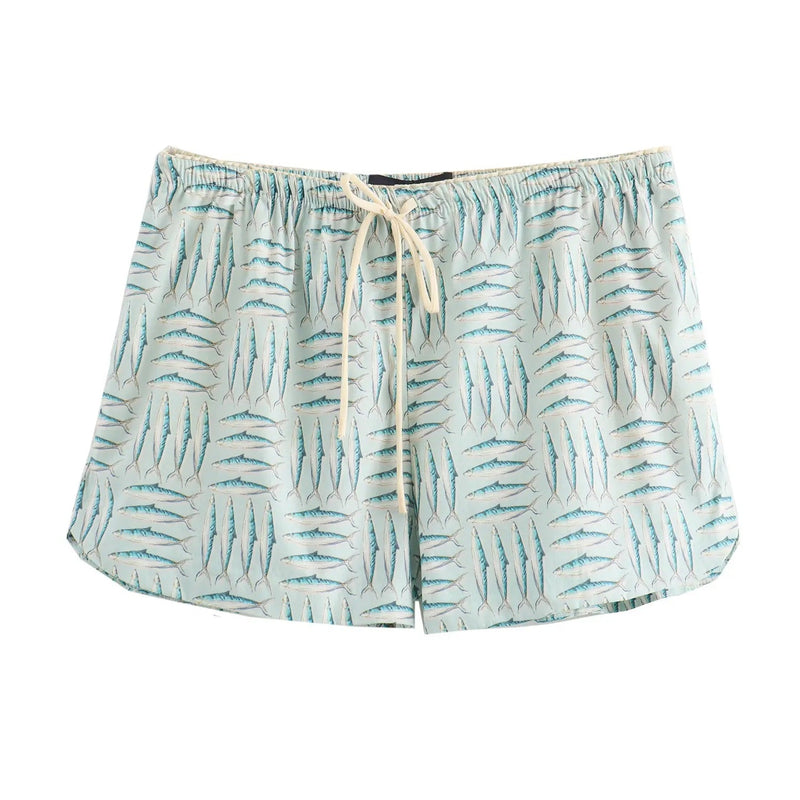 Jinx Mint Green Animal Print Drawstring Waist Short