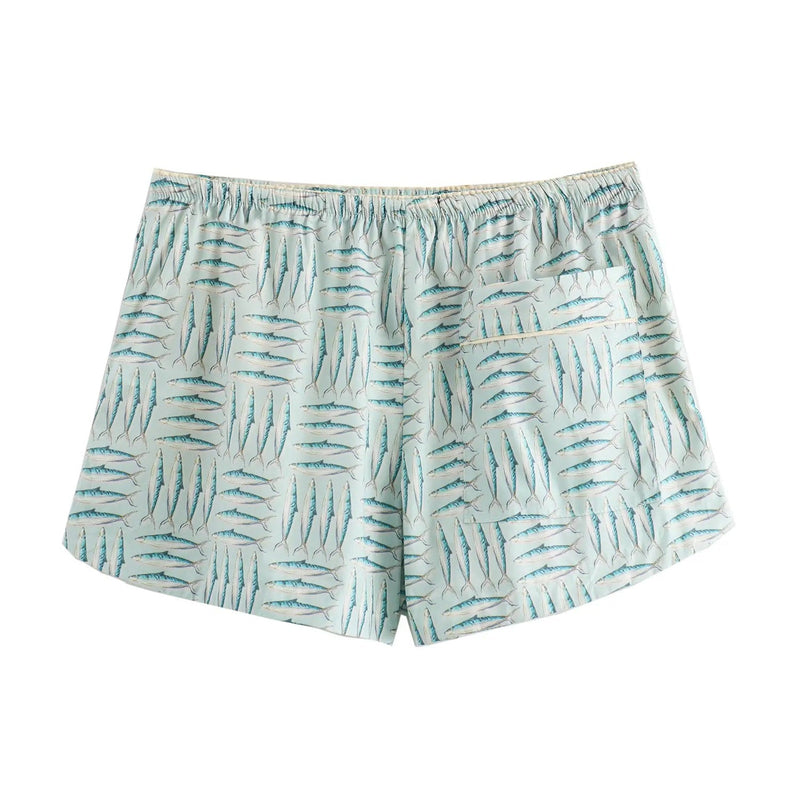 Jinx Mint Green Animal Print Drawstring Waist Short