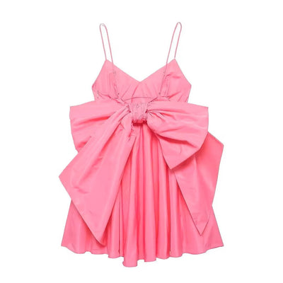 Ember Carnation Pink Bow Applique Mini Dress