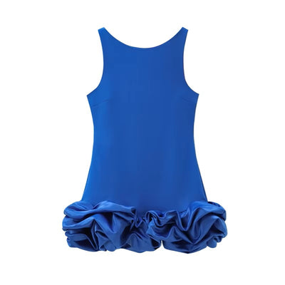 Aalto Royal Blue Layered Decorative Mini Dress