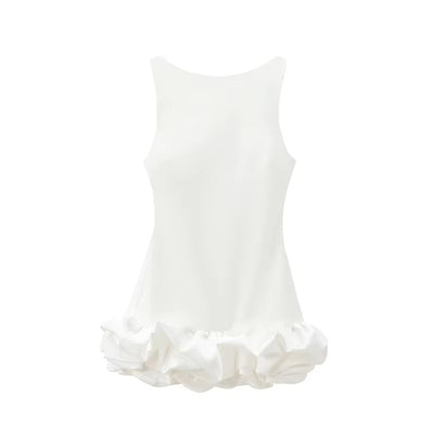 Aalto White Layered Decorative Mini Dress