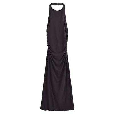 Marlowe Black Halter Neck Backless Midi Dress