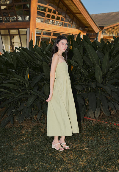 Petunia Sage Green A- Line Tube Midi Dress