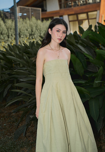 Petunia Sage Green A- Line Tube Midi Dress