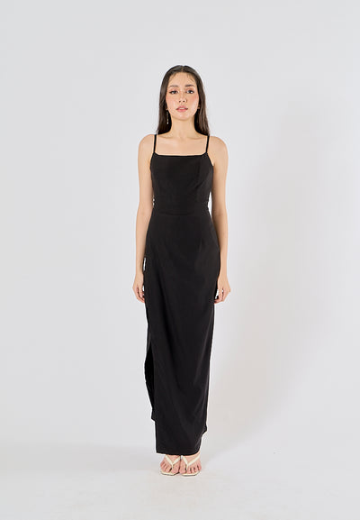 Ari Black Sleeveless High Slit Maxi Dress