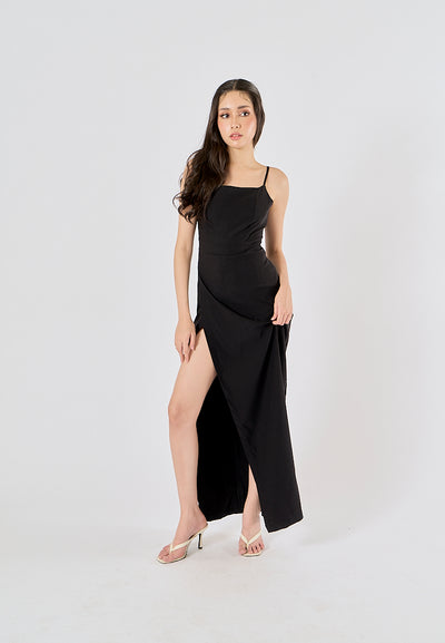 Ari Black Sleeveless High Slit Maxi Dress