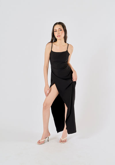 Ari Black Sleeveless High Slit Maxi Dress