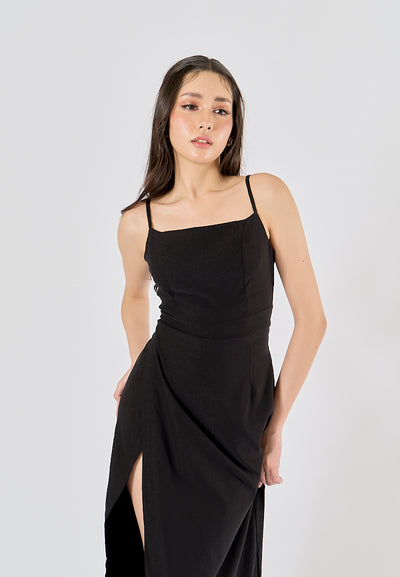 Ari Black Sleeveless High Slit Maxi Dress