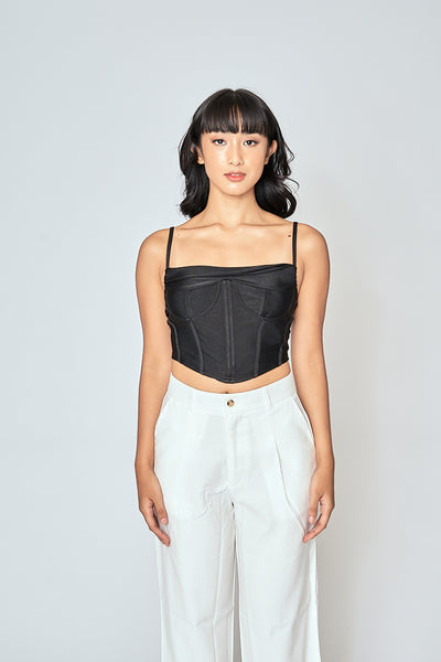 Niki Black Shaped Bust Sleeveless Lined Top