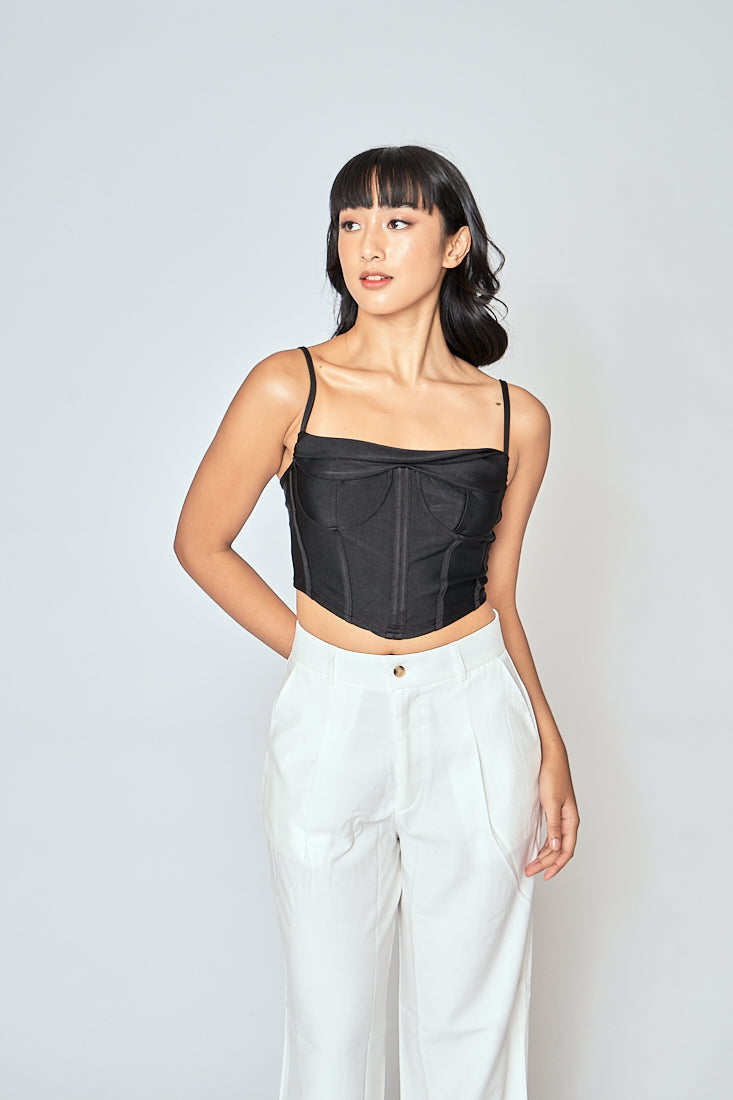 Niki Black Shaped Bust Sleeveless Lined Top