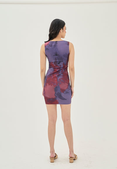 Aletta Multi Color Tie Dye Knitted Square Neck Sleeveless Mini dress