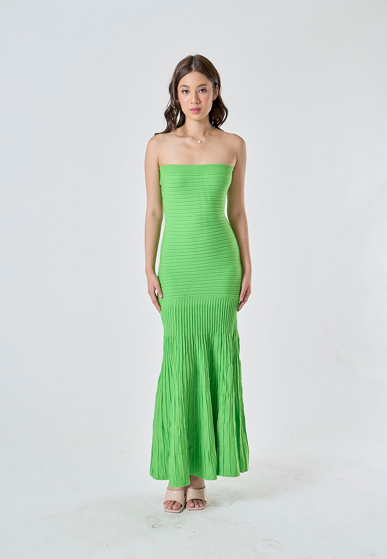 Aghamora Lime Green Kntted Bodycon Tube Midi DressAghamora Lime Green Kntted Bodycon Tube Midi Dress