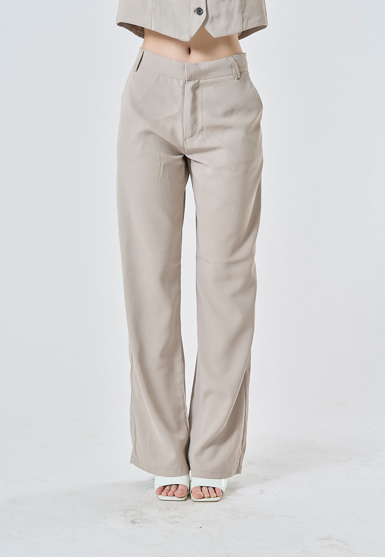 Vodka Gray Zipper Fly Side Pockets Full Length Casual Trouser