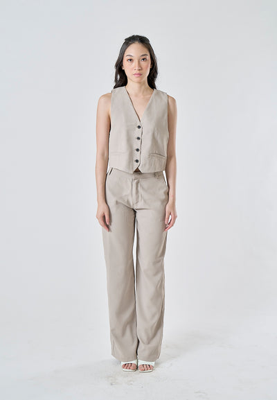 Vodka Gray Zipper Fly Side Pockets Full Length Casual Trouser