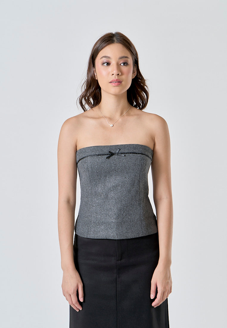 Zeldy Gray Front Bow Side Zipper Tube Top