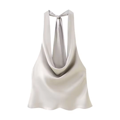 Candace Cream Halter Cowl Neck Camisole Top