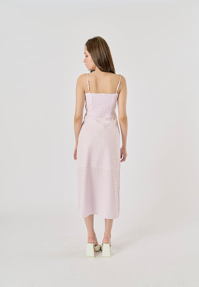 Santal Lilac Gingham Print Midi dress