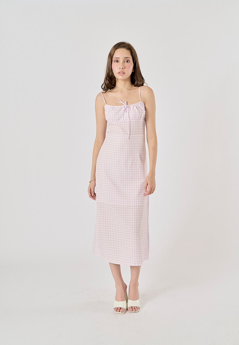 Santal Lilac Gingham Print Midi dress