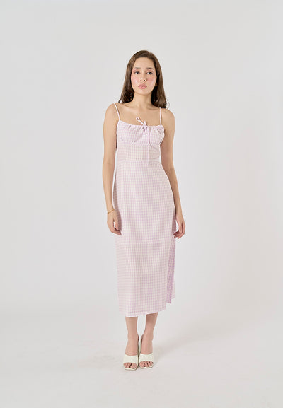 Santal Lilac Gingham Print Midi dress