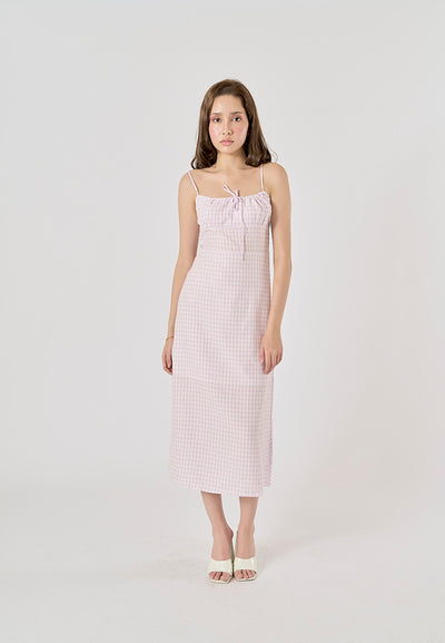 Santal Lilac Gingham Print Midi dress