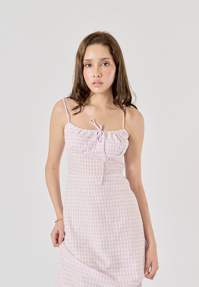 Santal Lilac Gingham Print Midi dress